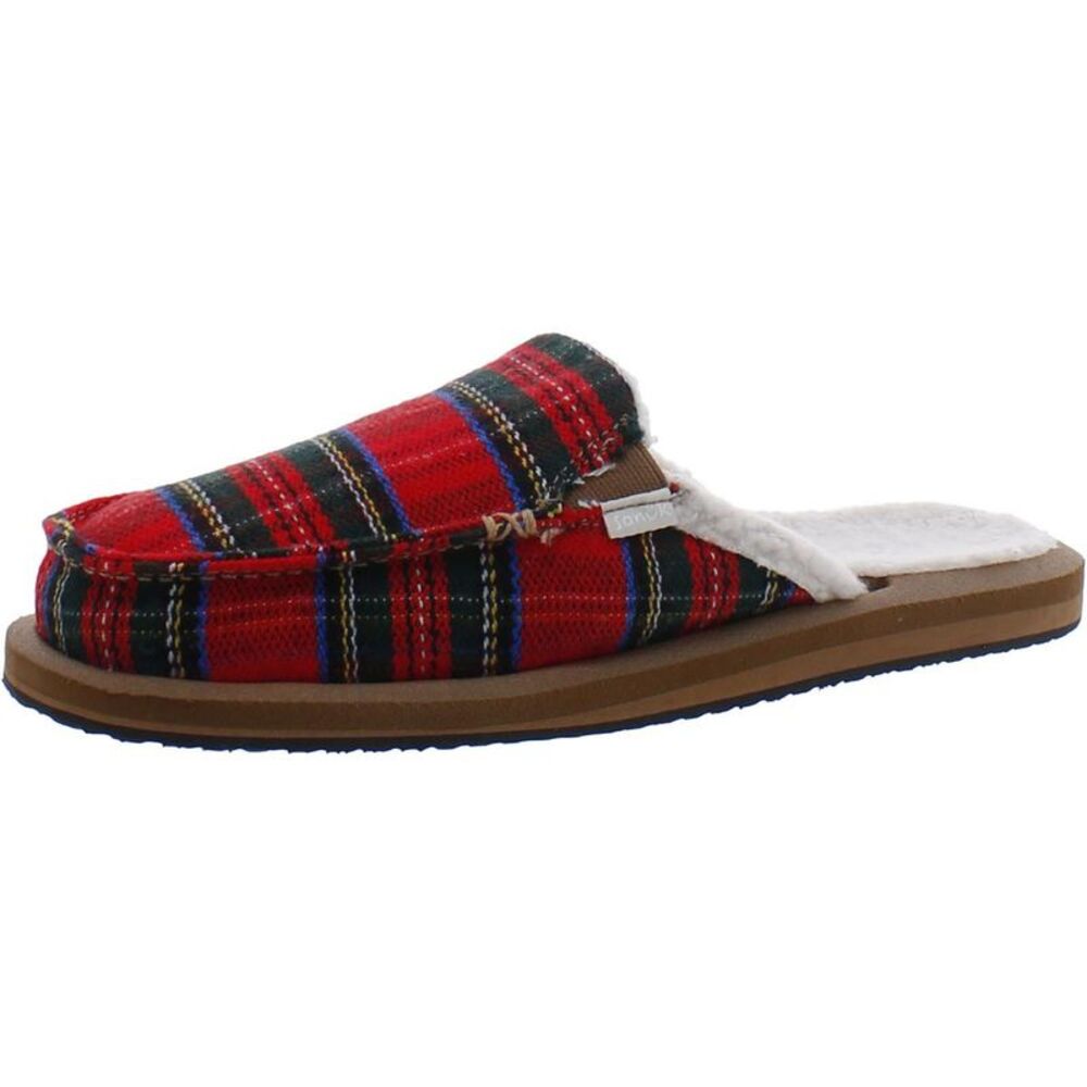 Sanuk Womens Size 8/ Mens 6.5 Red Woven Slip on Slide Slippers NWT